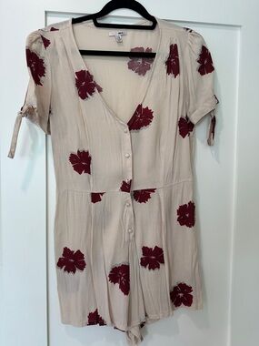 Muse Beige Mini Dress with Burgundy Floral Print